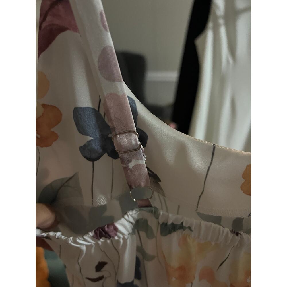 NWOT S EMERY ROSE Watercolor Floral Jumpsuit Wide Leg Spaghetti Strap Boho - Picture 4 of 6